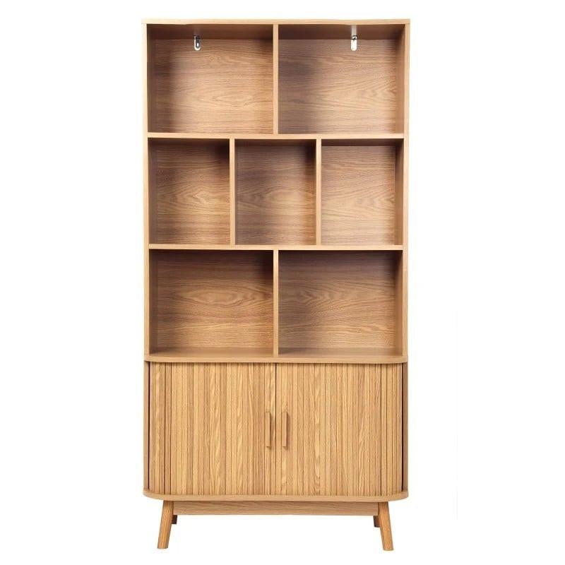 BÜCHERREGAL mit 2 schiebetüren ernest 40/157,5/80 cm - Eschefarben, Holzwerkstoff (80/157.5/35.5cm) - Calicosy