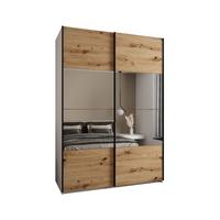 SCHWEBETÜRENSCHRANK 245,5/180/64 2-türig - Schwarz/Eiche Artisan, Holz/Metall (180/245/64cm) - Abiks Möbel