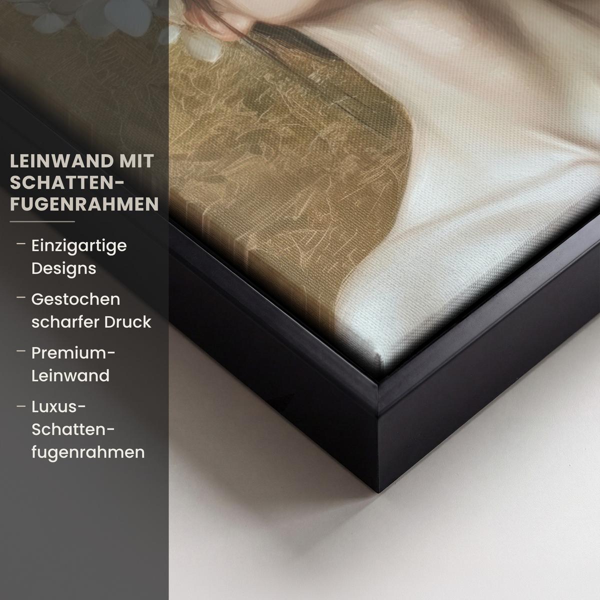 LEINWAND Bilder mit Rahmen - Gesicht - Blumen - Gold - Abstrakt - 20x30 - Goldfarben, Textil (20/30cm) - MuchoWow