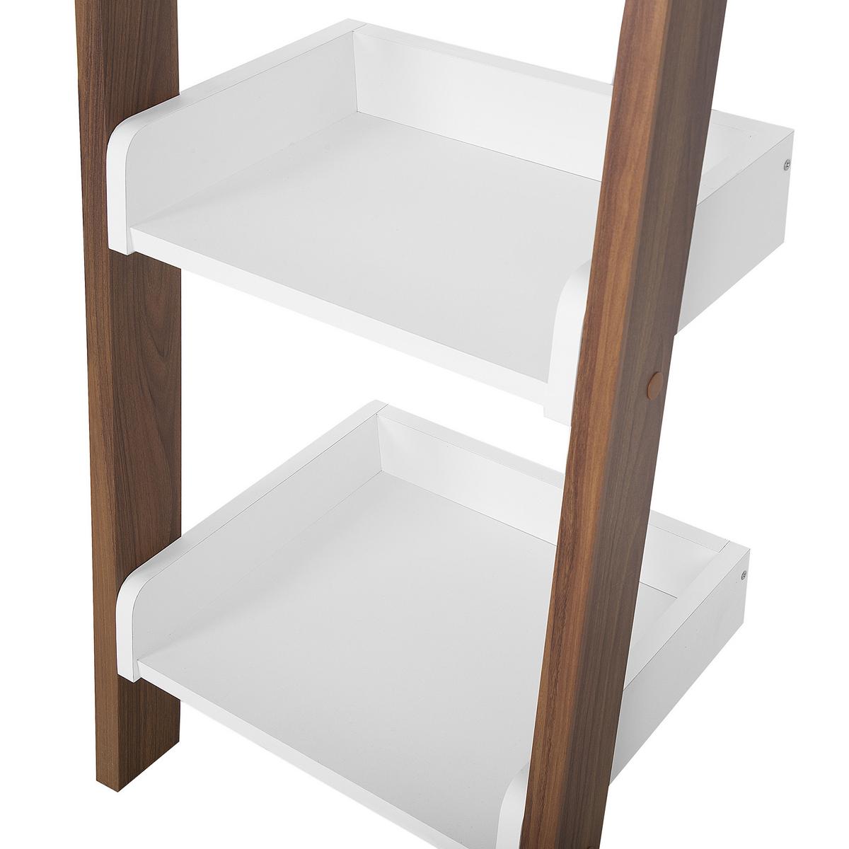 BÜCHERREGAL 5 Fächer Braun/Weiß Mobile Duo - Weiß, Holzwerkstoff (45/166/36cm) - Beliani