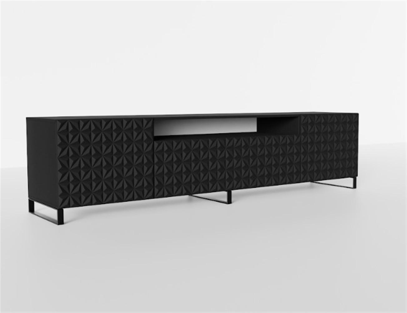 LOWBOARD ROVA 200/41/40 cm, Stand-TV-Schrank Schwarz - Schwarz, Holzwerkstoff (200/41/40cm) - MASSENO