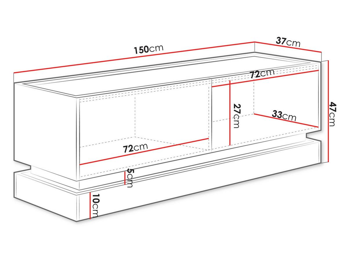 TV-LOWBOARD Zarpant 150 2K - Eichefarben/Schwarz, Holzwerkstoff (150/47/37cm) - MIRJAN24