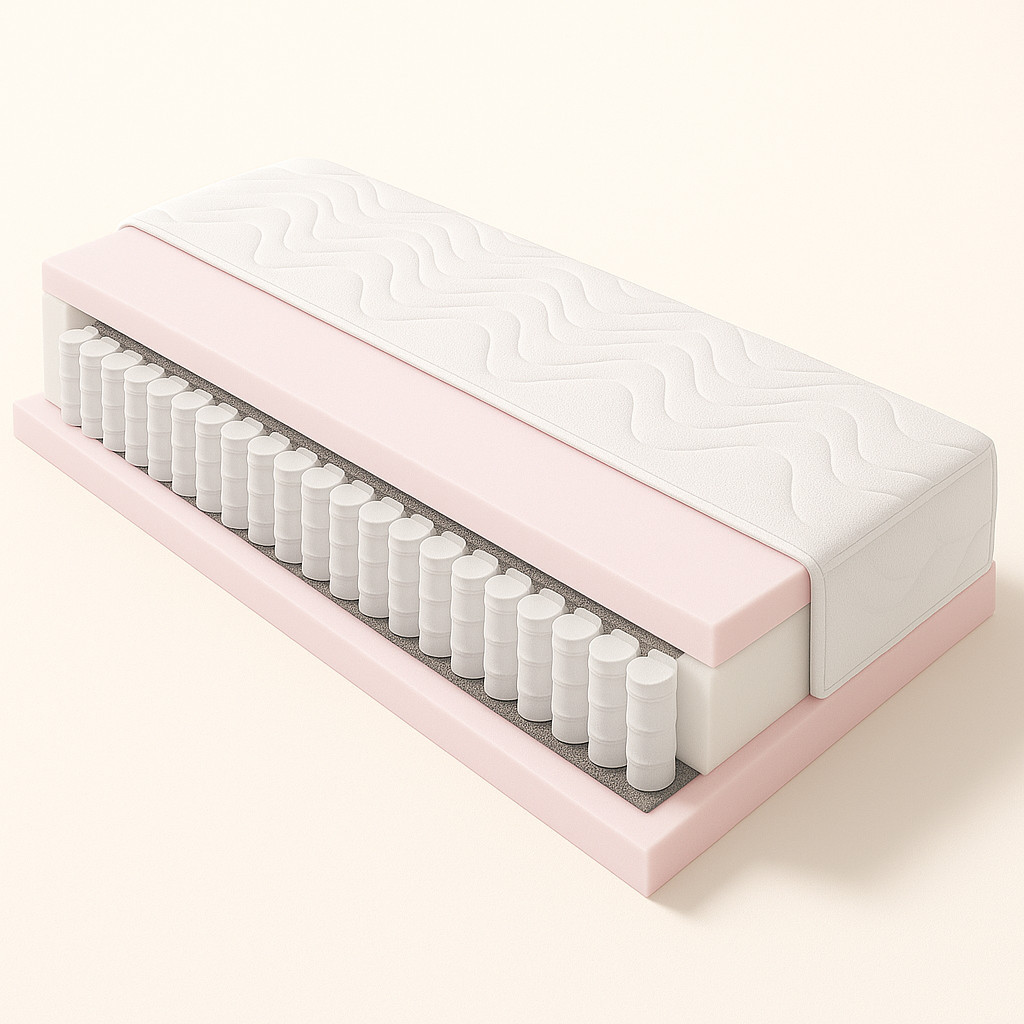 Federkernmatratze auf beigen Hintergrund