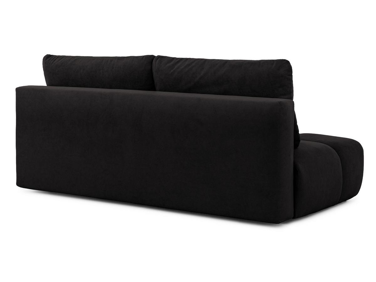 SCHLAFSOFA Belluno aus hochwertigem Schwarz Plüschstoff mit Bettkasten und tiefen Steppungen in Bubble-Optik - Schwarz, Holz/Kunststoff (205/87/105cm) - S-Style