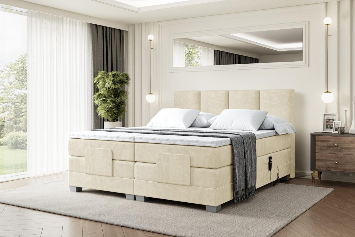 BOXSPRINGBETT elektrisch verstellbar mit 2 Matratzen H4/Taschenfederung ROKS EL 140 x 200 Beige - Beige, Holzwerkstoff (147/200cm) - ALTDECOR