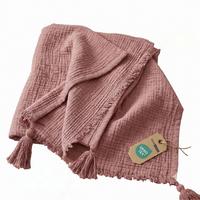 WOHNDECKE Musselin rosa mit Quasten - Rosa, Textil (127/180cm) - Homescapes