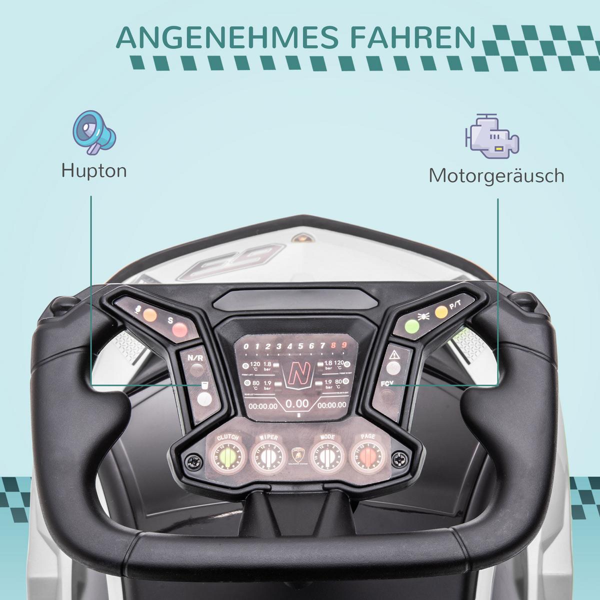 KINDER RUTSCHAUTO, Weiß+Schwarz, Kunststoff+ Metall - Weiß, Metall (67/28/38cm) - AIYAPLAY