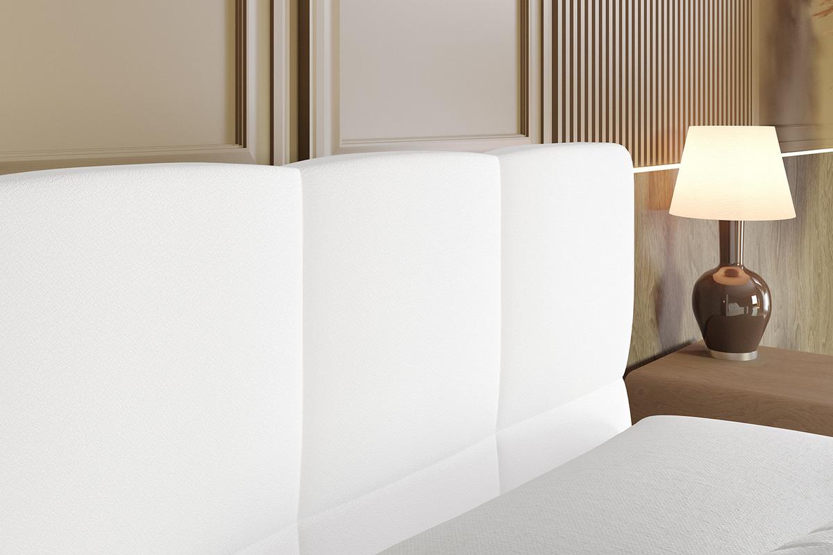 BOXBETT mit Matratze H4 und Lattenrost - LIRO-Z - 120x200 - Weiß Kunstleder - Weiß, Holzwerkstoff (120/200cm) - ALTDECOR