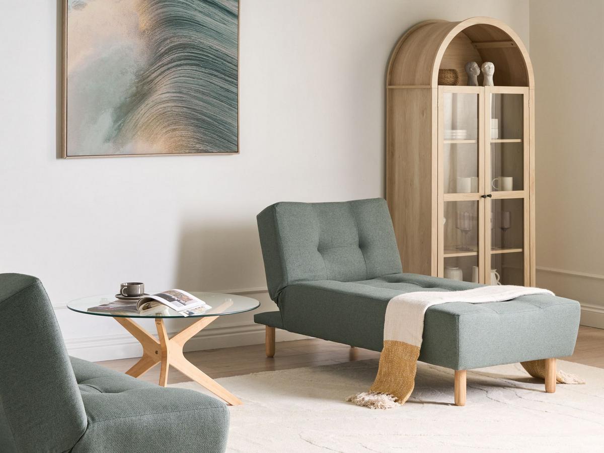 CHAISELONGUE Stoff Grün Alsten - Braun/Grün, Textil (75/80/161cm) - Beliani