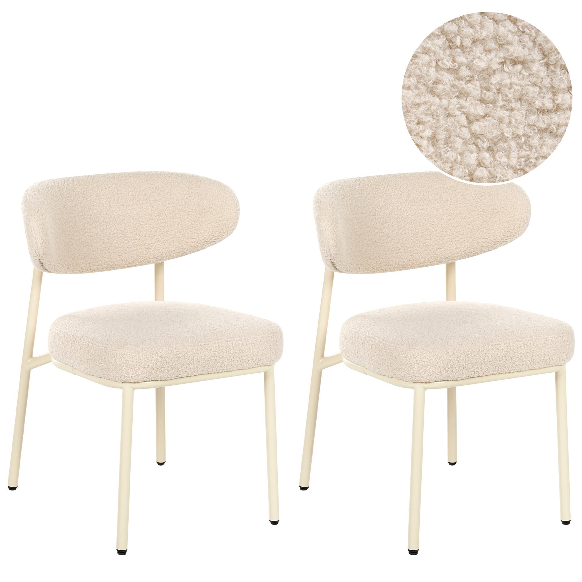 ESSZIMMERSTUHL 2er-Set Bouclé Hellbeige Unity - Beige, Textil (56/78/57cm) - Beliani