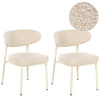 ESSZIMMERSTUHL 2er-Set Bouclé Hellbeige Unity - Beige, Textil (56/78/57cm) - Beliani