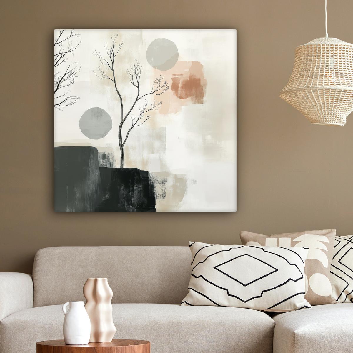LEINWANDBILD Wabi sabi - Beige - Pflanze Deko Groß 90x90 cm - Sandfarben, Textil (90/90cm) - MuchoWow