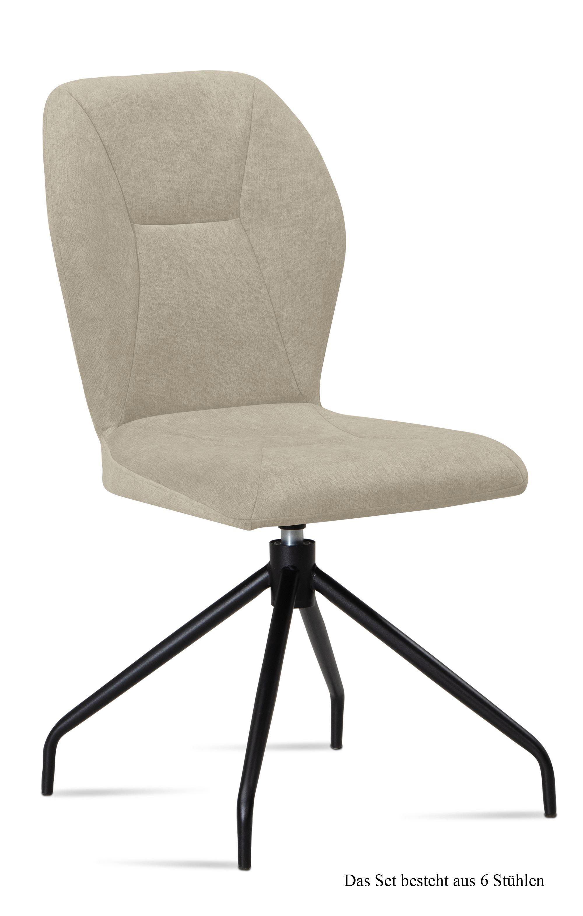 ESSZIMMERSTUHL drehbar (6er-Set) Dorene 51x92x60 Schwarz/Natur - Schwarz/Naturfarben, Kunststoff (60/92/51cm) - 58aufmkessel