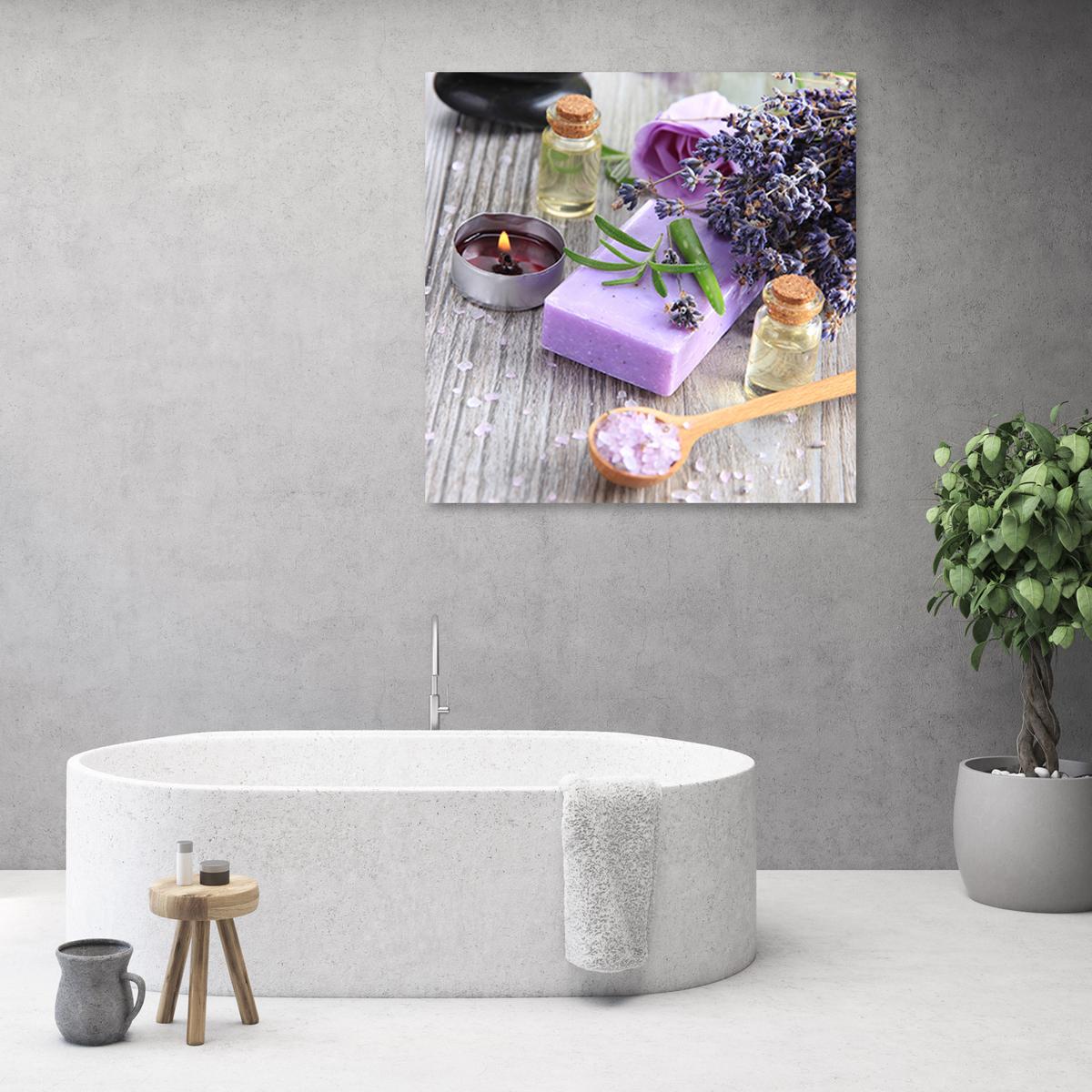 WANDBILD zen spa lila seife - Lila, Textil (40/40cm) - Feeby