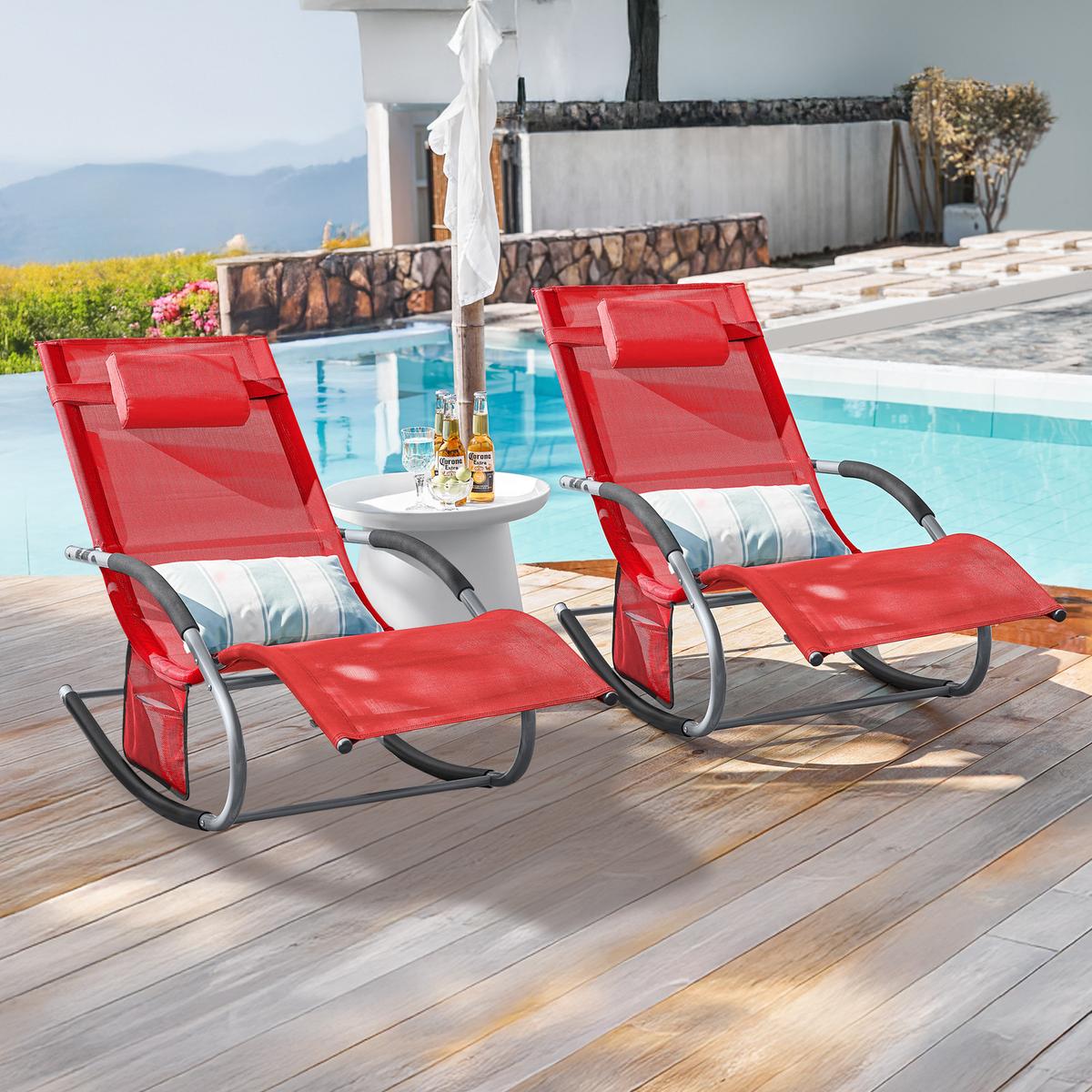 SONNENLIEGE 2 Personen, Gartenliege bis 150kg, Rot - Rot, Metall (63/87/150cm) - SoBuy