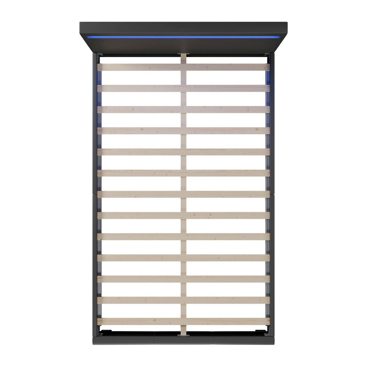 POLSTERBETT Paris mit LED dunkelgrau 120x200cm - Dunkelgrau, Holz (120/200cm) - Juskys