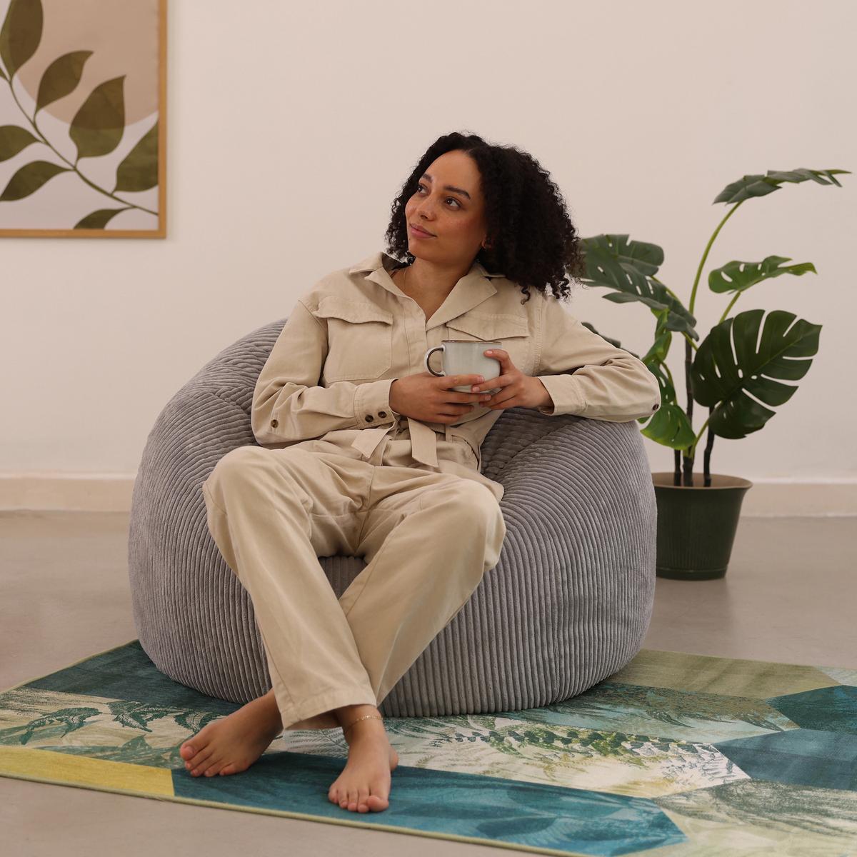 SITZSACK Klassisch Sessel aus Cord 2-tlg. - Grau, Textil (85/50/85cm) - icon