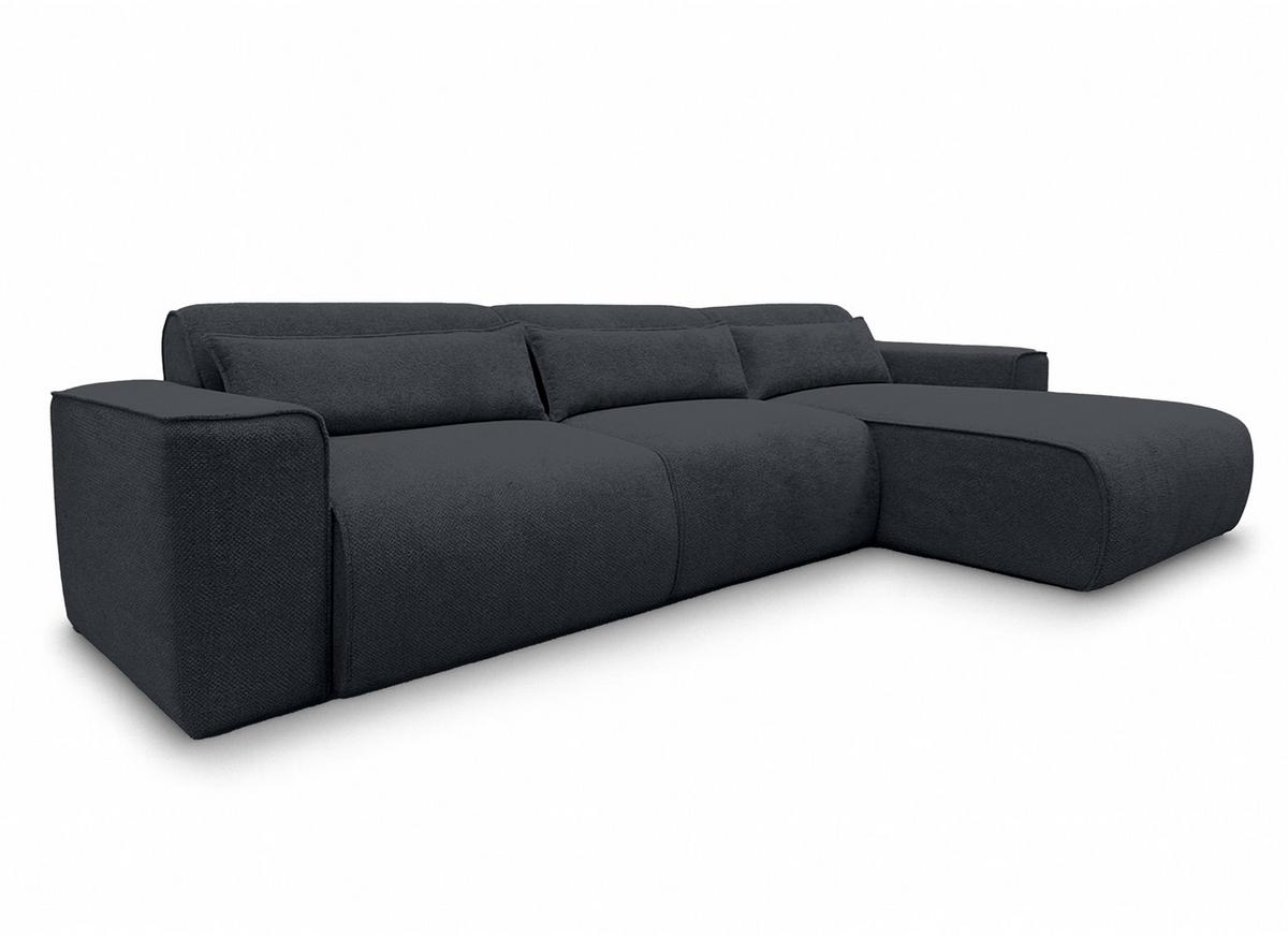 ECKSOFA L Form Ruyam Dunkelgrau 310/165/78 cm – Schlaffunktion Rechts - Schwarz, Kunststoff/Textil (310/170cm) - AX Living