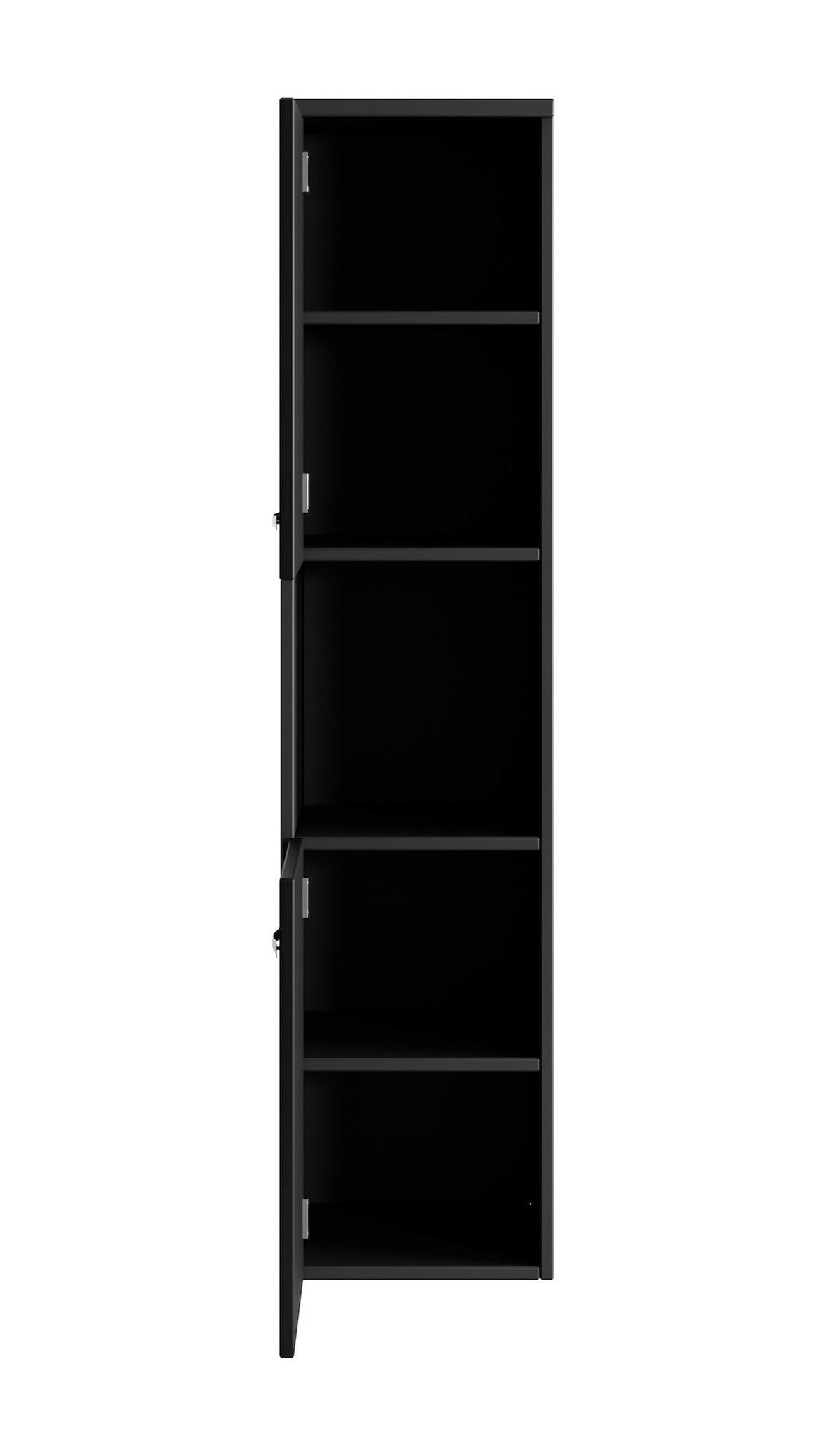 BADEZIMMERSCHRANK Montreal mit 2 Türen Grün Matt - 30 x 30 x 130 cm - Schwarz, Holz (30/131/30cm) - Badplaats
