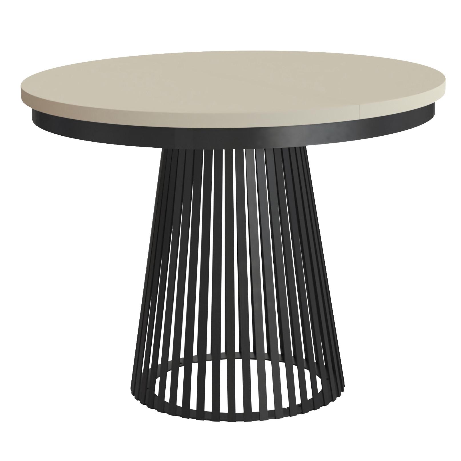 ESSTISCH Lumi, Runder, ausziehbar auf 180 cm, mit Metallbeinen, Schwarz+Kaschmir - Kaschmir/Schwarz, Holzwerkstoff/Metall (100/100/77cm) - Beautysofa