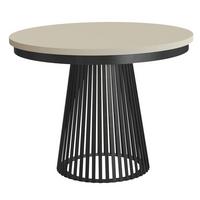 ESSTISCH Lumi, Runder, ausziehbar auf 180 cm, mit Metallbeinen, Schwarz+Kaschmir - Kaschmir/Schwarz, Holzwerkstoff/Metall (100/100/77cm) - Beautysofa