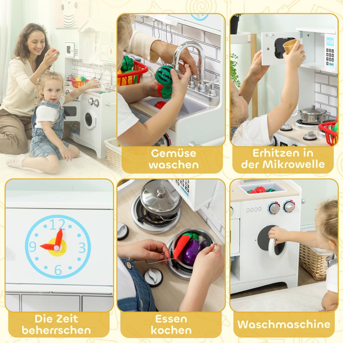 SPIELKÜCHE MDF Weiß - Weiß, Holzwerkstoff (24/79.5cm) - AIYAPLAY