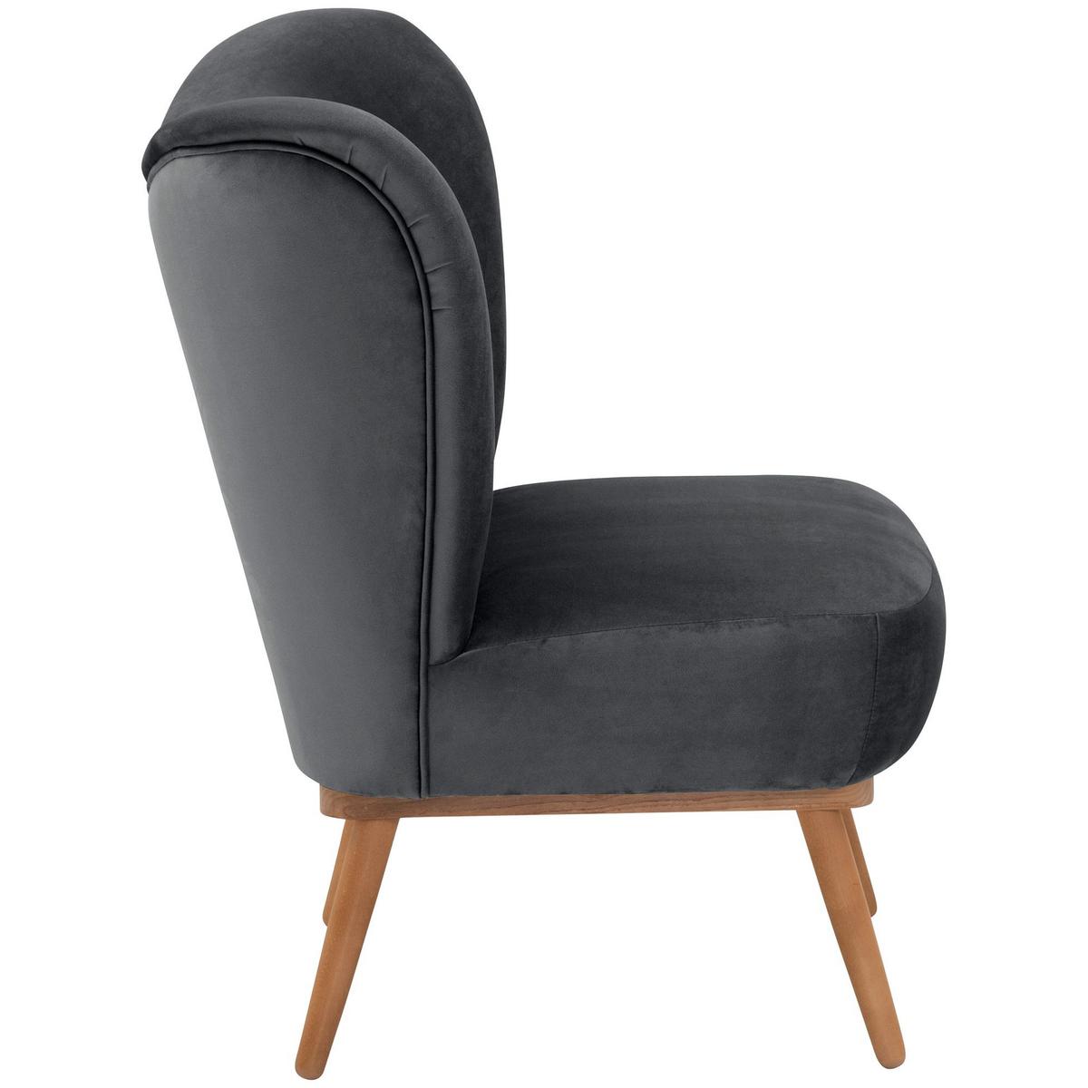 COCKTAILSESSEL Kayra Samtvelours graphit - Graphitfarben, Kunststoff (72/90/74cm) - 58aufmkessel