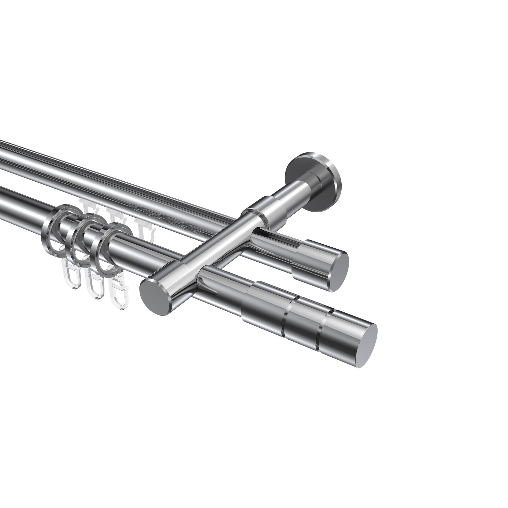 GARDINENSTANGE RUNDROHR-INNENLAUF Prestige Elanto 140 cm, 2-läufig, 20 mm Ø Chrom - Chromfarben, Metall (140cm) - INTERDECO