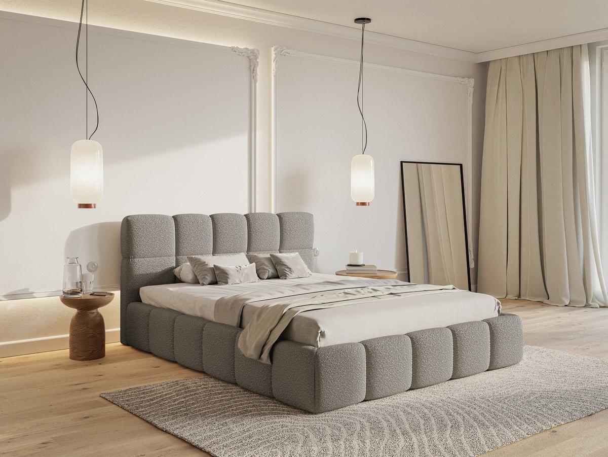 POLSTERBETT Cloudy Grau Boucle 140 cm - Schwarz/Grau, Textil (140/200cm) - Selsey