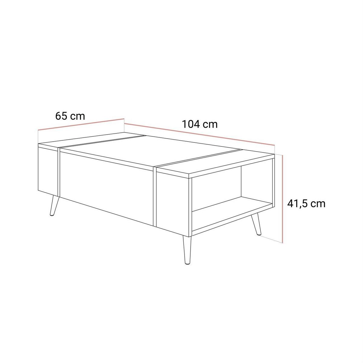 COUCHTISCH ONYX Kaschmir auf goldenen Beinen Hochglanz - Kaschmir, Holzwerkstoff (65/104/41.5cm) - Lookway