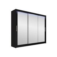 KLEIDERSCHRANK Aston III, mit RGB LED Beleuchtung - Silberfarben/Schwarz, Holzwerkstoff/Kunststoff (250/215/58cm) - MIRJAN24