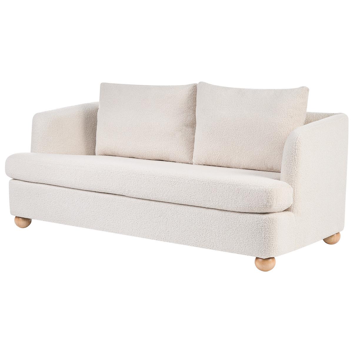 3-SITZER-SOFA Bouclé Cremeweiß Rattvik - Hellbraun, Textil (198/86/82cm) - Beliani