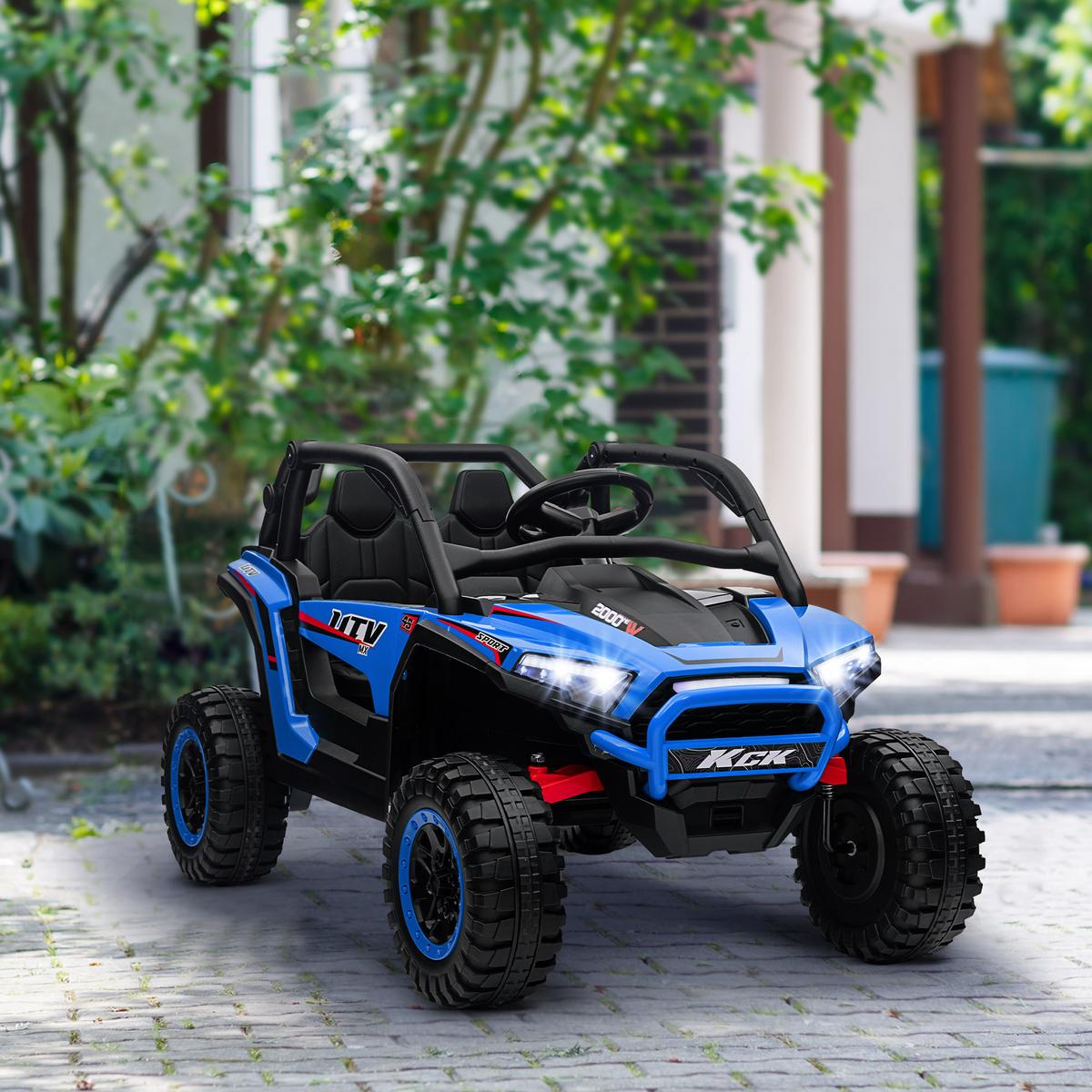 ELEKTRO Kinderauto, Geländewagen mit 2,4G Fernbedienung, 5-7 km/h für 3-8 Jahre - Blau, Kunststoff/Metall (117/72/67cm) - AIYAPLAY