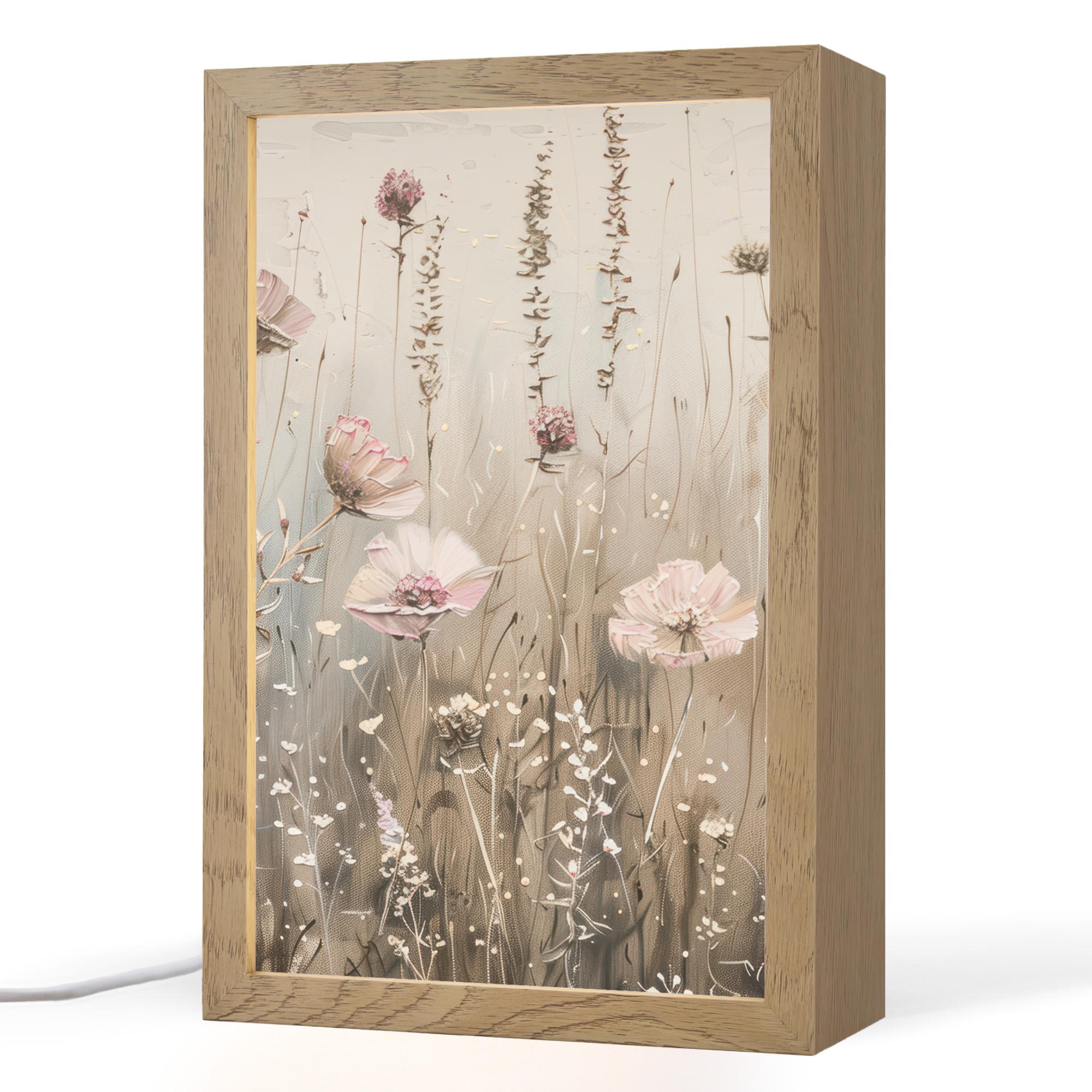 TISCHLEUCHTE Blumen - Rosa - Modern - Beige 20x30 cm - Akaziefarben, Holzwerkstoff (8/20/30cm) - OnlyWow