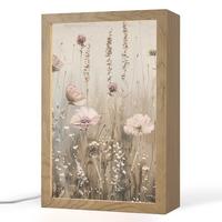 TISCHLEUCHTE Blumen - Rosa - Modern - Beige 20x30 cm - Akaziefarben, Holzwerkstoff (8/20/30cm) - OnlyWow