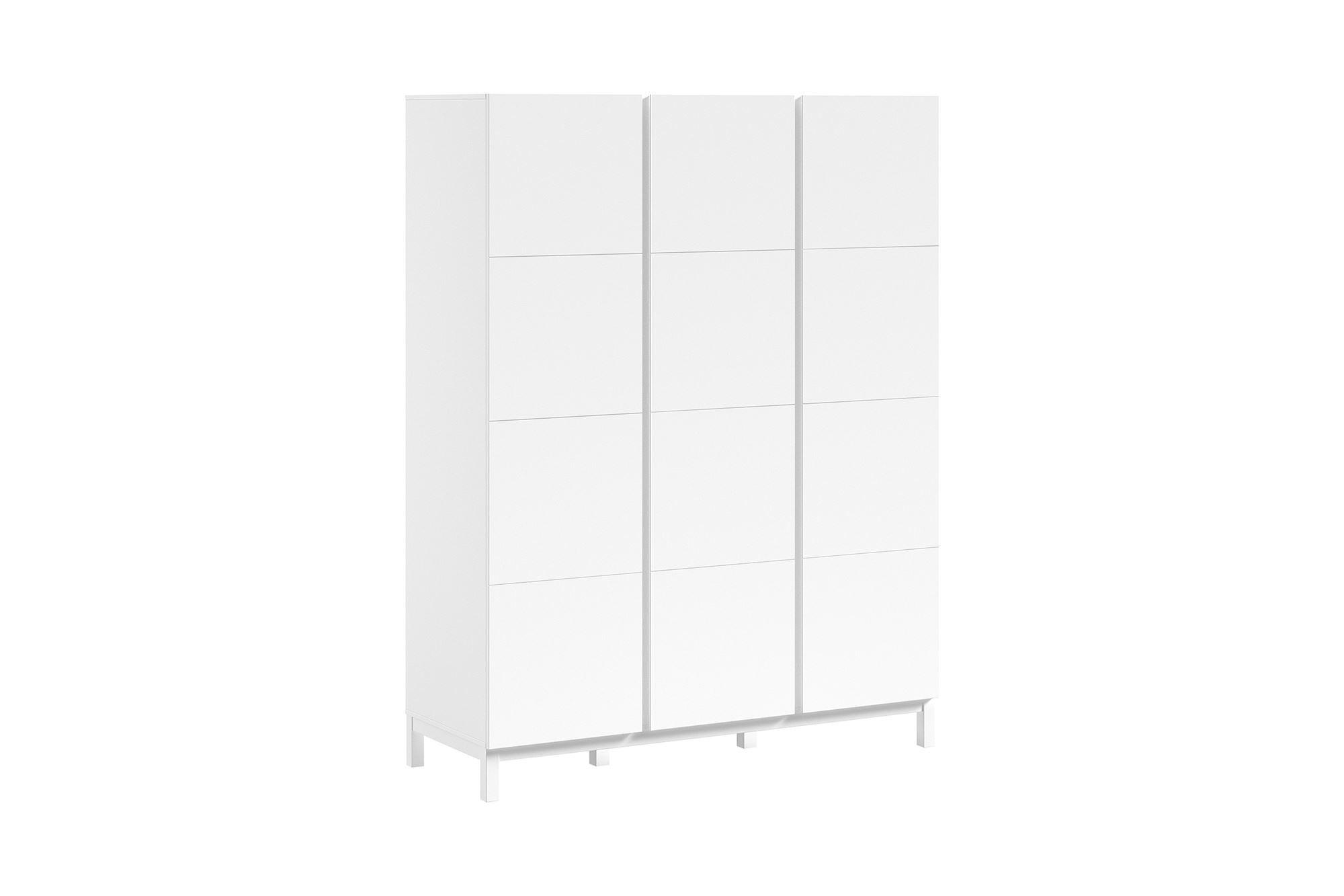 KLEIDERSCHRANK MDF Kiefer weiß 3 Türen Wäscheinteilung robust stabil - Weiß, Holz (149/196/58cm) - 58aufmkessel
