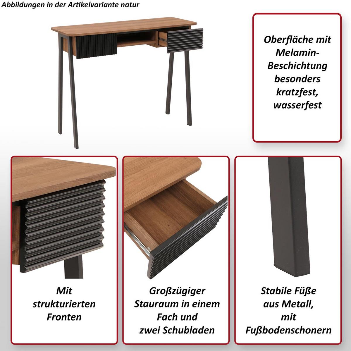 KONSOLENTISCH rechteck Walnuss Dekor - Walnussfarben, Metall (40/110/88cm) - MCW