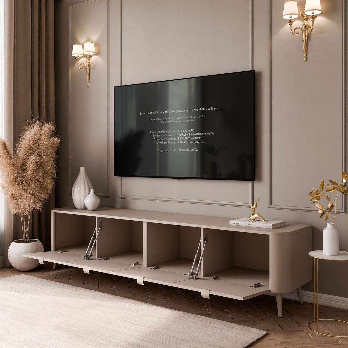 TV-SCHRANK CELESTE 200 cm mit Beleuchtung an den Kaschmir Füßen - Kaschmir, Holzwerkstoff (200/46.5/40cm) - Lookway