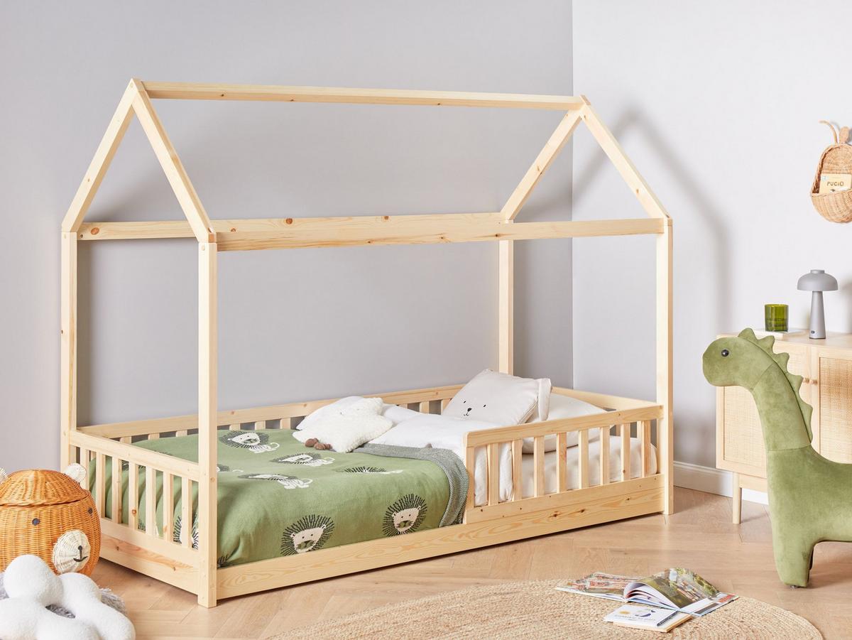 KINDERBETT 90x200 cm Heller Holzfarbton Cossaye - Hellbraun, Holz (90/200cm) - Beliani