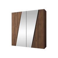 DREHTÜRENSCHRANK Zen 2L 200 cm - Nussbaumfarben/Schwarz, Holzwerkstoff/Kunststoff (200/202/50cm) - MIRJAN24