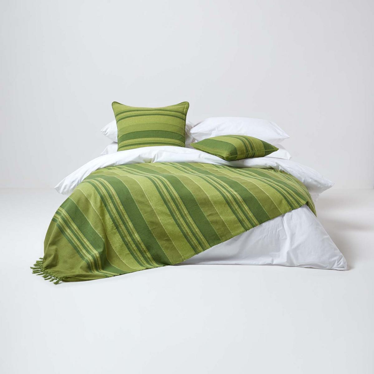 WOHNDECKE Morocco 150/200 cm, 100% Baumwolle gestreift - Grün, Textil (150/200cm) - Homescapes