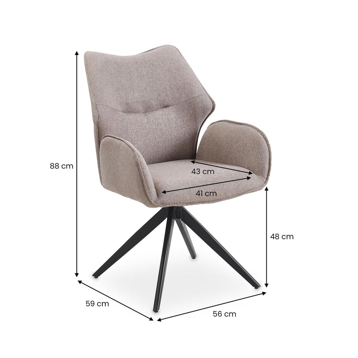ESSZIMMERSTÜHLE TIMNA 2er-Set taupe - Taupe, Textil (56/88/59cm) - IDIMEX