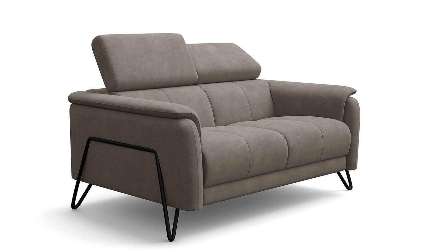 SOFA RODEN 2-Sitzer, beige, Veloursstoff - Beige, Holz/Textil (152/82/103cm) - Wozimo