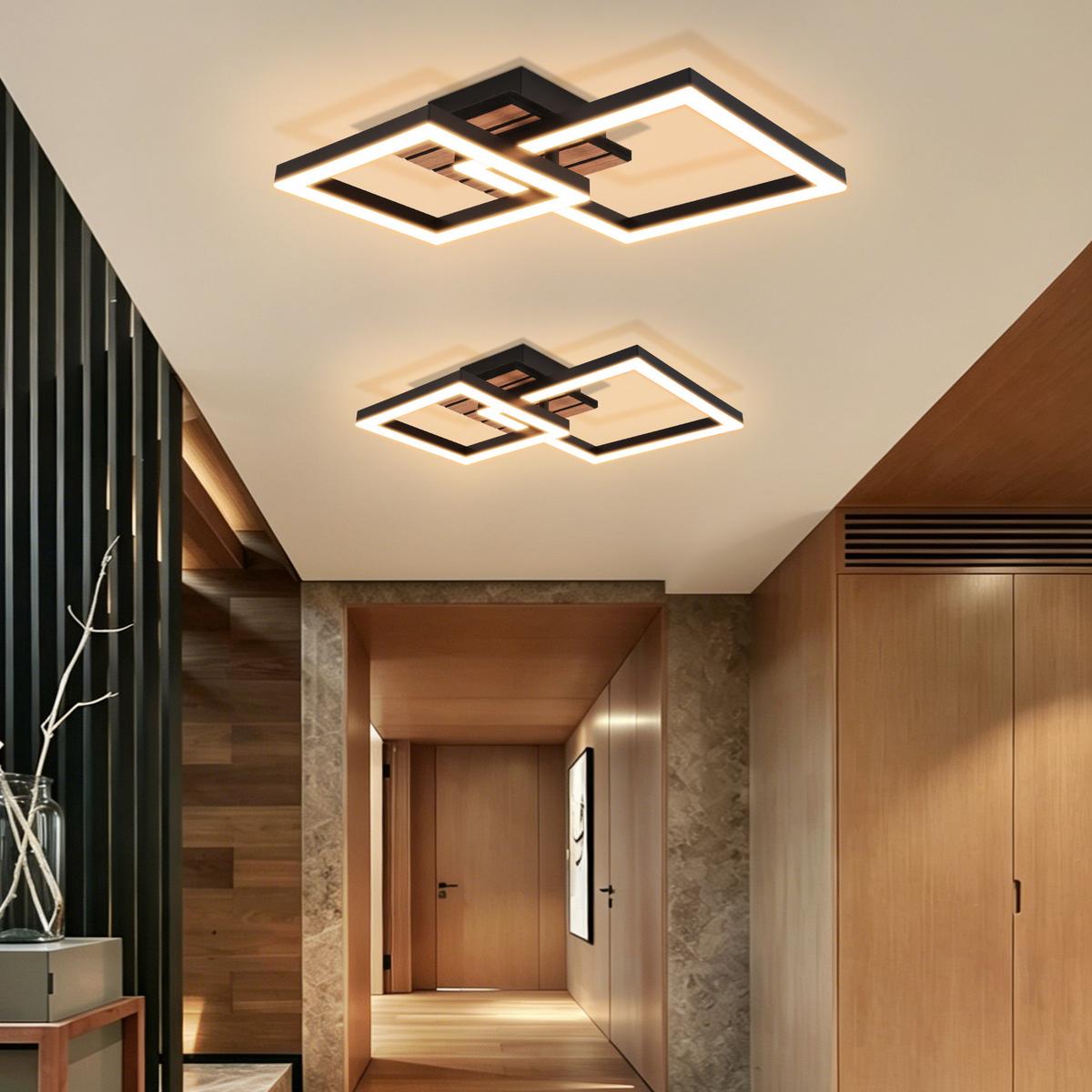 LED DECKENLEUCHTE Nyvyn 31.5/31.5/8 cm - Schwarz, Kunststoff/Metall (31.5/31.5/8cm) - ZMH