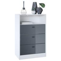 KOMMODE Pino Fronten in Grau Hochglanz - Grau, Holzwerkstoff (56/86.5/36cm) - Vladon