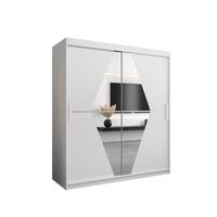 SCHWEBETÜRENSCHRANK 200/180/62 2-türig - Silberfarben/Weiß, Holz/Kunststoff (180/200/62cm) - MÖBEL KRYSPOL