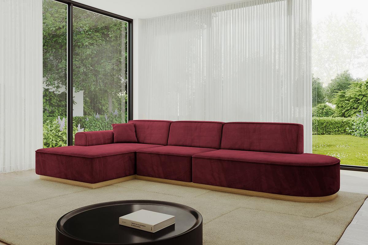 ECKSOFA Ottomane Links IREA-L2-v2 - 327x165x80 cm Bordeauxrot - Bordeaux, Holzwerkstoff/Textil (327/165cm) - ALTDECOR