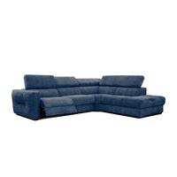 ECKSOFA CALVERA 5-Sitzer mit 1 Relaxfunktion, dunkelblau - Schwarz/Dunkelblau, Holzwerkstoff/Textil (297/239cm) - Wozimo
