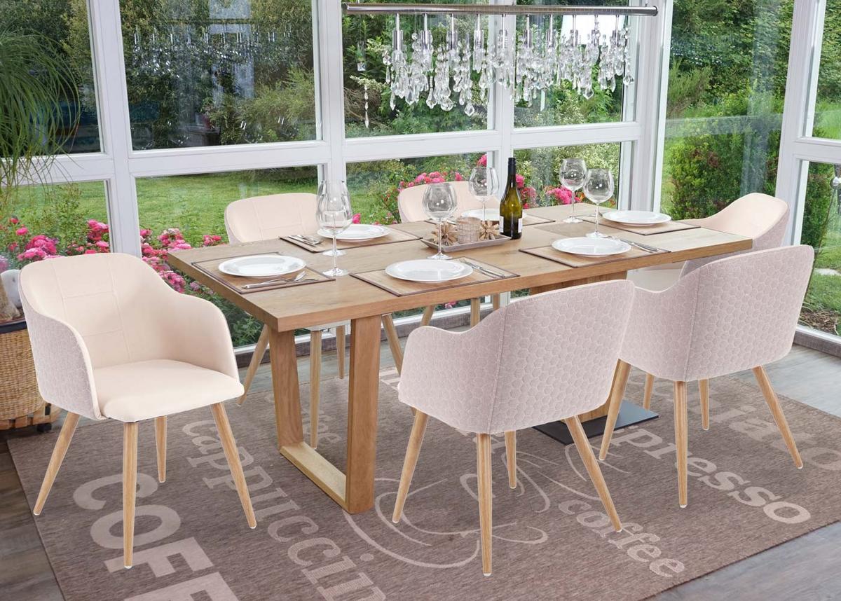 ESSZIMMERSTUHL Beige 6er-Set - Beige/Creme, Textil (53/78/60cm) - MCW