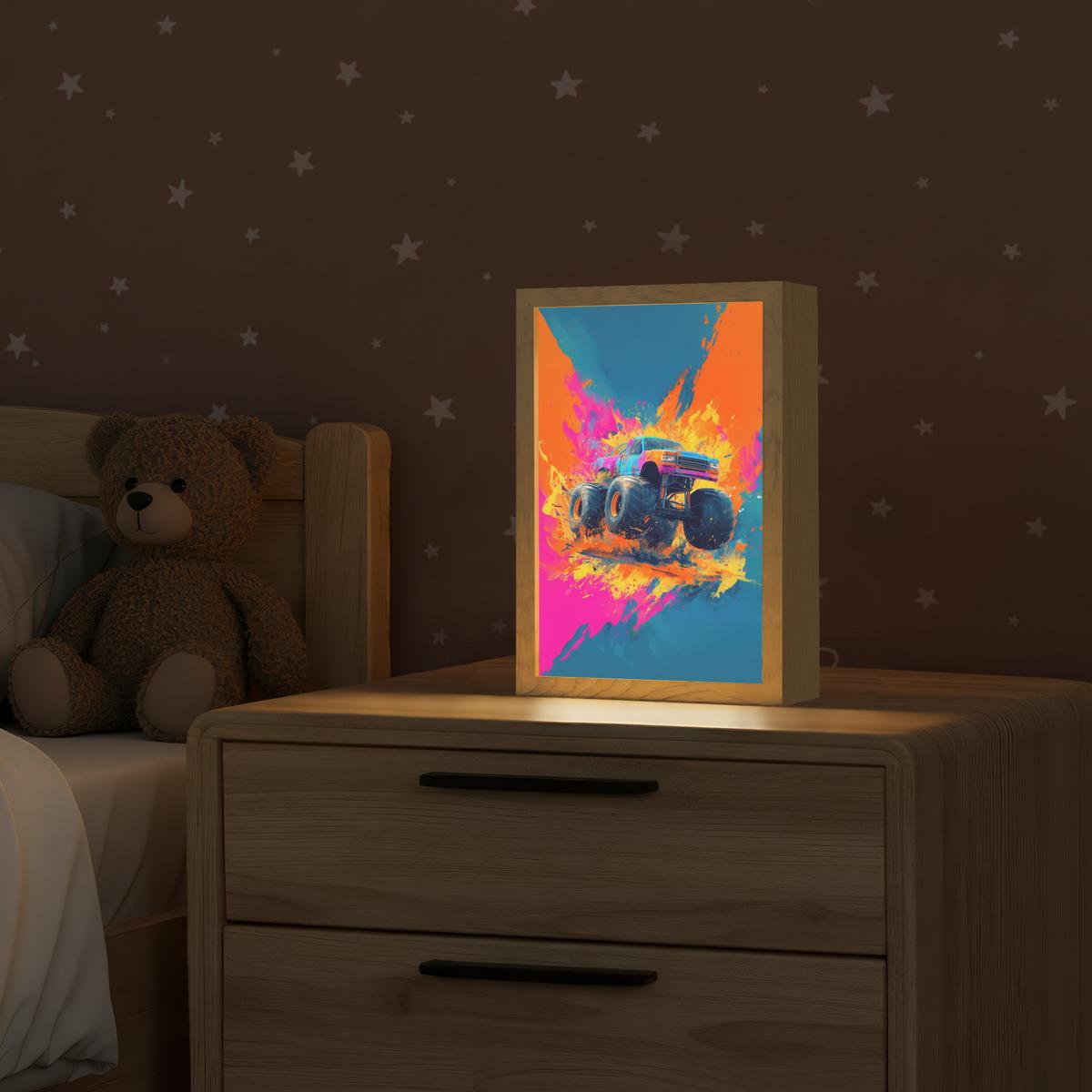 NACHTTISCHLAMPE Monstertruck - Abstrakt - Farbspritzer - Farbenfroh 20x30 cm - Pink, Holzwerkstoff (8/20/30cm) - OnlyWow